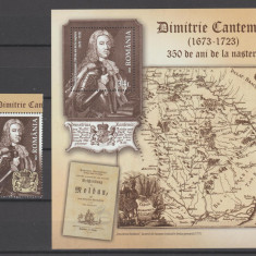 ROMANIA 2023 DIMITRIE CANTEMIR -350 ani de la nastere -serie +colita LP 2400,a