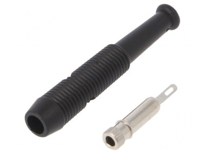 Soclu Banană 2mm 6A 60VDC Negru pe Cablu 39mm foto