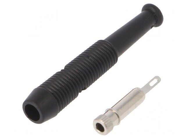 Soclu Banană 2mm 6A 60VDC Negru pe Cablu 39mm