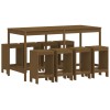 Set mobilier bar de gradina, 9 piese, maro miere lemn masiv pin