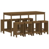Set mobilier bar de gradina, 9 piese, maro miere lemn masiv pin