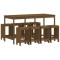 Set mobilier bar de gradina, 9 piese, maro miere lemn masiv pin
