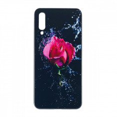 Husa Samsung A50 silicon cu sticla marmura trandafir foto