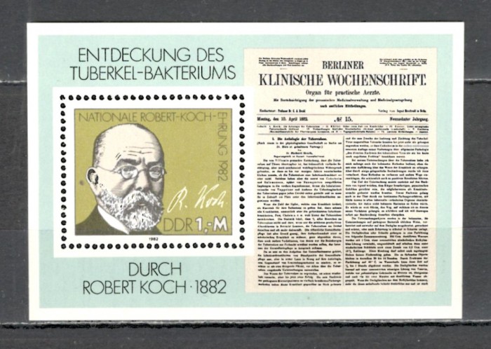 D.D.R.1982 100 ani descoperire bacilului TBC:R.Koch-Bl. SD.482