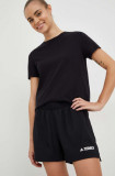 Cumpara ieftin Adidas TERREX pantaloni scurti sport femei, culoarea negru, neted, medium waist