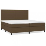 Cumpara ieftin Pat box spring cu saltea, maro inchis, 200x200 cm, textil
