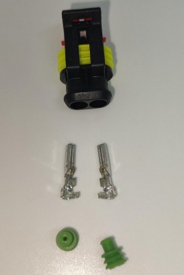 Set conector cablu Superseal 1.5 mama mufa 2 pin 2 pini inclusi + 2 garnituri incluse IP67 TE Connectivity 282080-1-SET-F foto