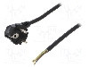 Cablu alimentare AC, 1m, 3 fire, culoare negru, cabluri, CEE 7/7 (E/F) &amp;#351;tecar in unghi, SCHUKO mufa, PLASTROL - W-97176