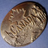 Pafta CANADA - Paftauă canadiană, din Bronz Embosat, decorată cu simbolurile Canadei