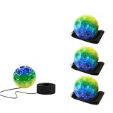 Cumpara ieftin Set 4 mingi saltarete hiperelastice Space Moon Ball cu bratara pentru incheietura, verde multicolor, antistres, 66 mm, pentru coordonare si reflexe