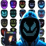 Mască facială LED cu 50 de modele, interacțiune prin gesturi, 8-10 ore autonomie, &icirc;ncarcare USB