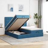 VidaXL Cadru pat otoman cu saltele Albastru &icirc;nchis 160x200cm catifea 3314655
