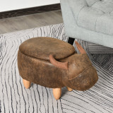 Cumpara ieftin HOMCOM Pouf Cutie Suport pentru picioare in Forma de Bivol Capitonat 62x35x36cm Maro