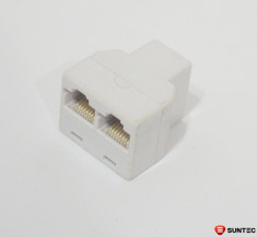 Splitter RJ-45 conector extindere cablu telefon 1x RJ-45 mama la 2x RJ-45 mama foto