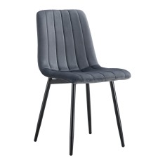 Scaun catifea gri metal negru Ramyta 44.5x56.5x86 cm