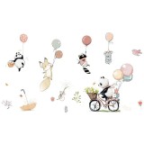 Sticker Decorativ pentru Perete sau Mobila, Animale Salbatice cu Baloane, CBD CORAL BEST DEALS Verde Bej 60 cm 90 cm 60 cm Verde Bej 1 Folie