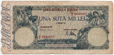 Bancnotă 100.000 lei - Republica Socialistă Rom&amp;acirc;nia, 1946 foto