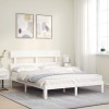 Cadru Pat Gossi Alb 160x200 cm Lemn Masiv cu Tablie - Suport Saltea, Design Modern, Mobilier Dormitor Durabil