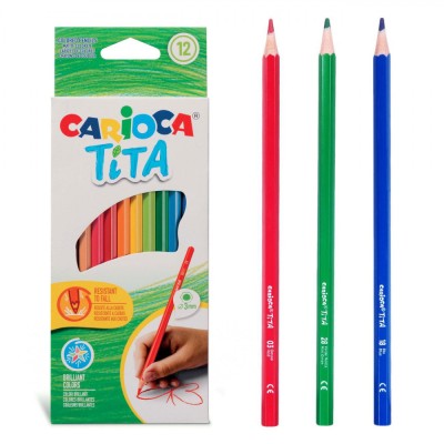 Set Creioane Colorate Carioca Tita, 12 Bucăți, Multicolor, V&amp;acirc;rf Subțire foto