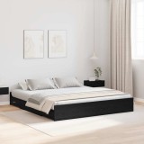 Cumpara ieftin Cadru de pat cu depozitare cu sertar Stejar Negru 200 x 200 cm