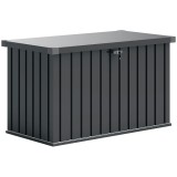 Outsunny Ladă de Exterior de 400L cu Capac cu Două P&acirc;rghii, &Icirc;ncuietoare și 2 Chei, 124x66x72 cm, Gri &Icirc;nchis | Aosom Romania