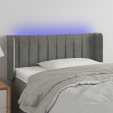 Cumpara ieftin Tăblie de pat cu LED, gri deschis, 103x16x78/88 cm, catifea