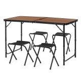 Set masa pliabila de camping cu 4 scaune, &icirc;naltime reglabila, aluminiu
