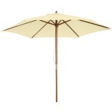 Outsunny Umbrelă de Soare pentru Grădină cu Suport din Lemn, Design Elegant, 2.5x2.3m, Crem, Protecție UV | Aosom Romania