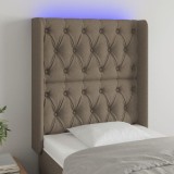 vidaXL Tăblie de pat cu LED, gri taupe, 83x16x118/128 cm, textil 3124362