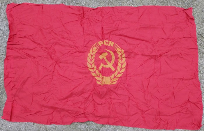 Steag drapel PCR (Partidul Comunist Roman) anii 1983 matase nefolosit 135x90cm