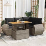 vidaXL Set canapea de grădină cu perne, 5 piese, gri, poliratan 3327259