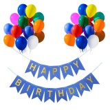 Set 20 Baloane 30cm + Banner Happy Birthday Albastru 12x17cm - Decoratiuni Aniversare, Petrecere Copii, Baloane Colorate