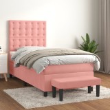 VidaXL Pat box spring cu saltea, roz, 100x200 cm, catifea 3138072