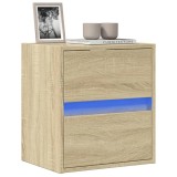 Cumpara ieftin Comodă TV de perete cu lumini LED, stejar sonoma, 41x31x45 cm
