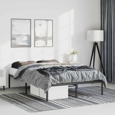 vidaXL Cadru pat metalic, negru, 135x190 cm 350845 foto