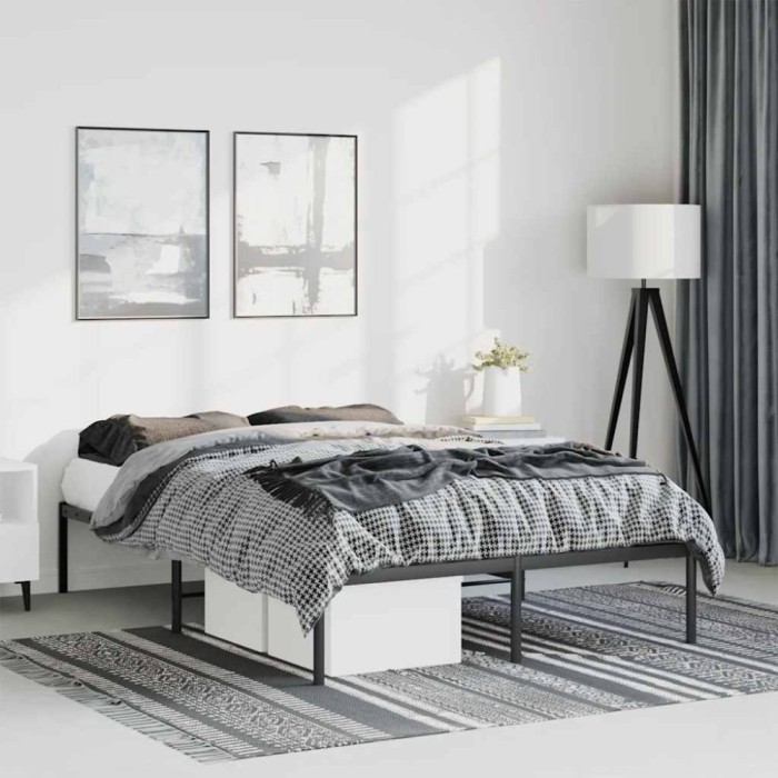 vidaXL Cadru pat metalic, negru, 135x190 cm 350845
