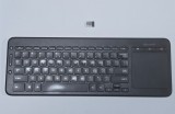Tastatura Wireless Microsoft All-in-One Media Keyboard, Model 1632, Dongle Touchpad Integrat, Negru