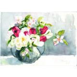 E103. Tablou original, Flori de camp, acuarela pe hartie, neinramat, 21x29 cm