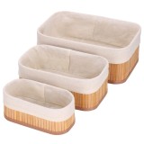 Set 3 cutii organizatoare din bambus, diverse dimensiuni, maro Household NewTrend, Oem