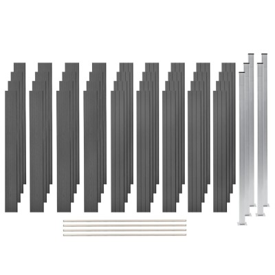 Set de gard, 4 pătrate, gri, 699 x 187 cm, WPC foto