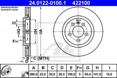 Disc frana VW GOLF III (1H1) (1991 - 1998) ATE 24.0122-0100.1 foto