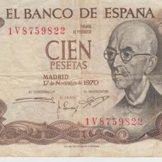 M1 - Bancnota foarte veche - Spania - 100 pesetas - 1970