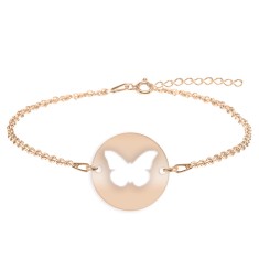 Lolo - Bratara argint 925 personalizata cu fluturas decupat din argint 925 placat cu aur roz