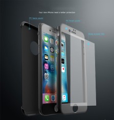 Husa Full Cover 360&deg; (fata + spate + geam sticla) IPAKY pentru Apple iPhone 6/6S, rose gold
