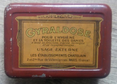 Cutie Gyraldose, antiseptic pentru dame, probabil interbelica foto