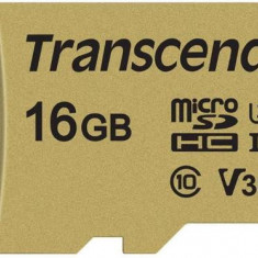 Card de memorie Transcend USD500S, microSDHC, 16 GB, 95 MB/s Citire, 60 MB/s Scriere, Clasa 10 UHS-I U3 + Adaptor