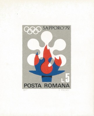 |Romania, LP 779/1947, J.O. de Iarna - Sapporo, colita nedantelata, MNH foto