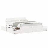 VidaXL Cadru de pat cu sertare, alb, 150x200 cm, lemn masiv pin
