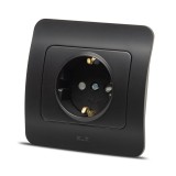Priză Schuko 16A negru mat Jazz - ELBI