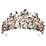 Coronita aurie vintage cu cristale negre, Black Diamonds